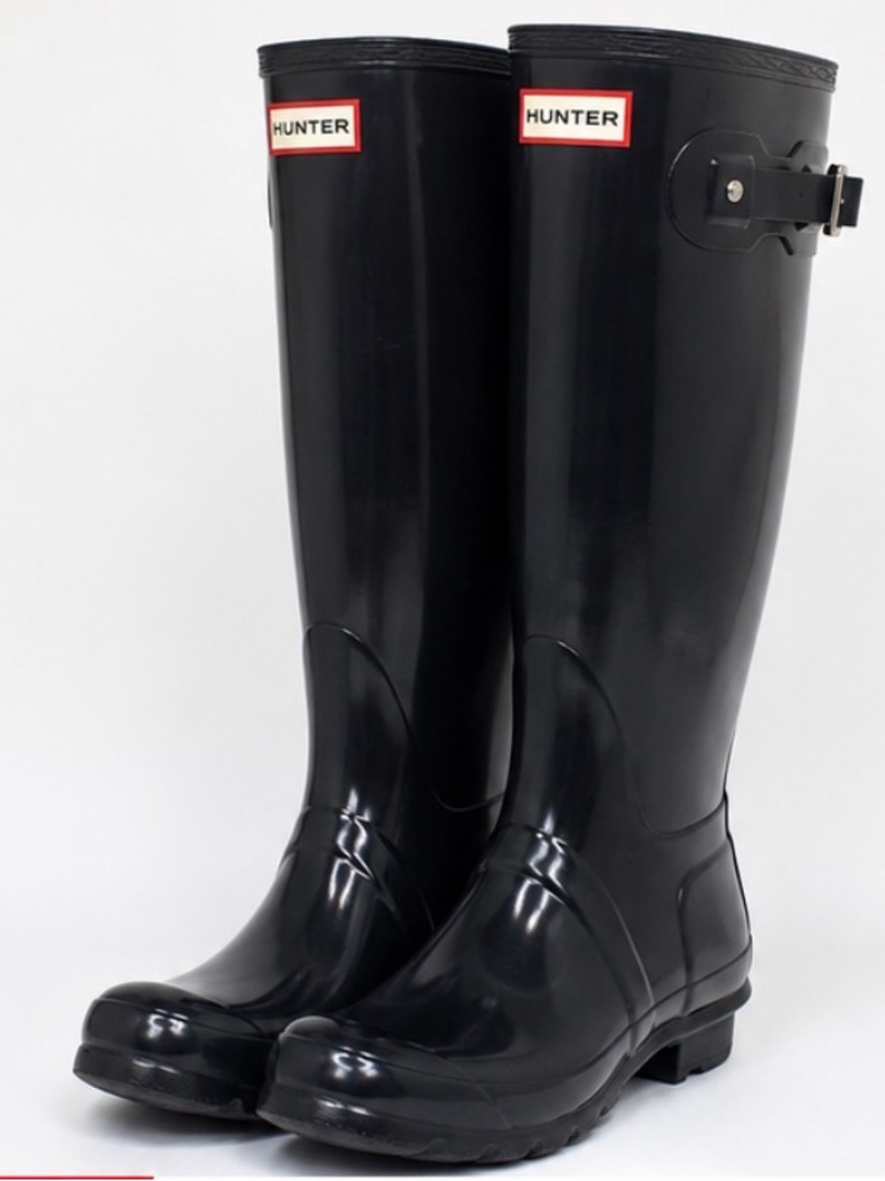 Hunter Black Logo-Stamped Rain Boot Interior